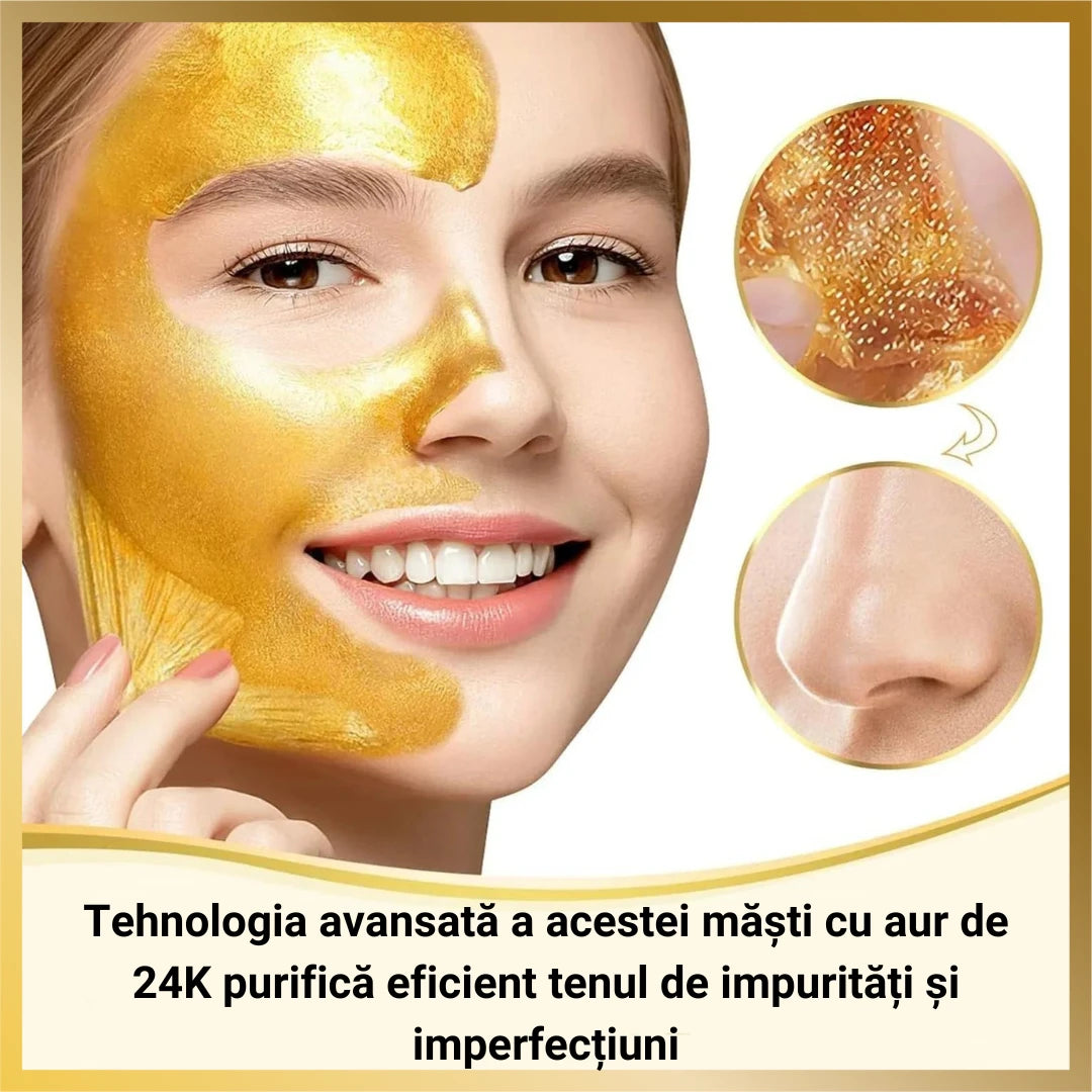 Inainte si dupa folosirea Mastii de fata cu aur 24k pentru eliminarea ridurilor si a puctelor negre